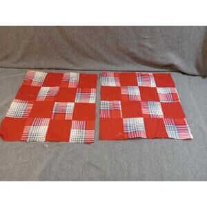Patchwork Fabric Red Checkerboard Pattern For Making Quilts Blankets Lot Of 2